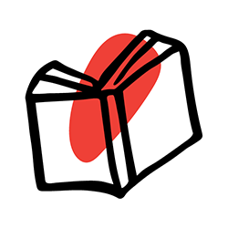 Library icon with red splash